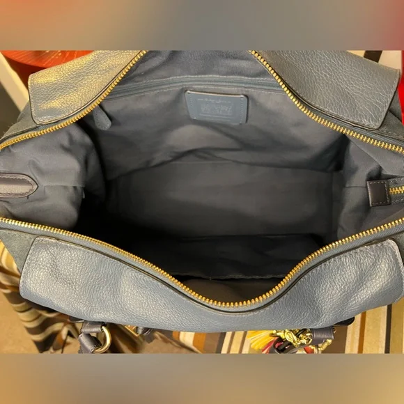 Coach 2021 Kleo Carryall Satchel Pebbled Leather and Suede Denim Blue - Picture 14 of 16